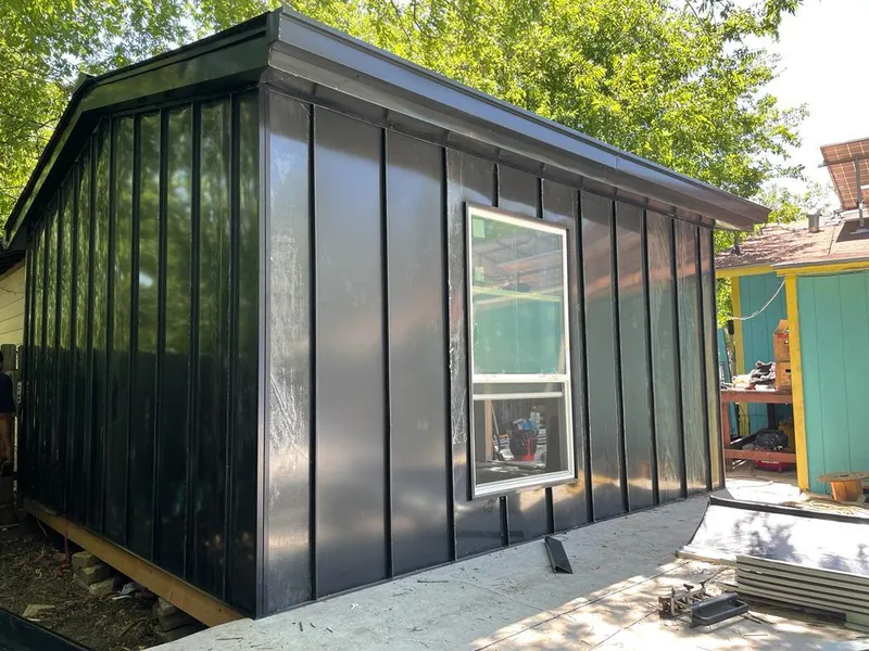 Black standing seam metal wall panels for Metal Roof Installation in Temple